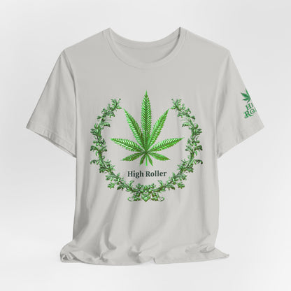 Cannabis Crest Wreath Tee - Botanical Elegance Art Design | High Roller