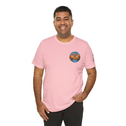 Cannabis Paradise Circle Tee - Tropical Sunset Art Design | High Roller