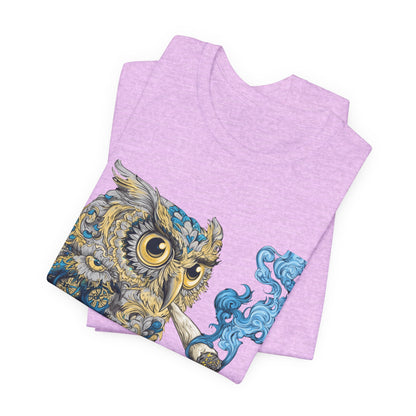 Baroque Owl Tee - Premium Airlume Cotton Cannabis Culture Ornate Bird Art