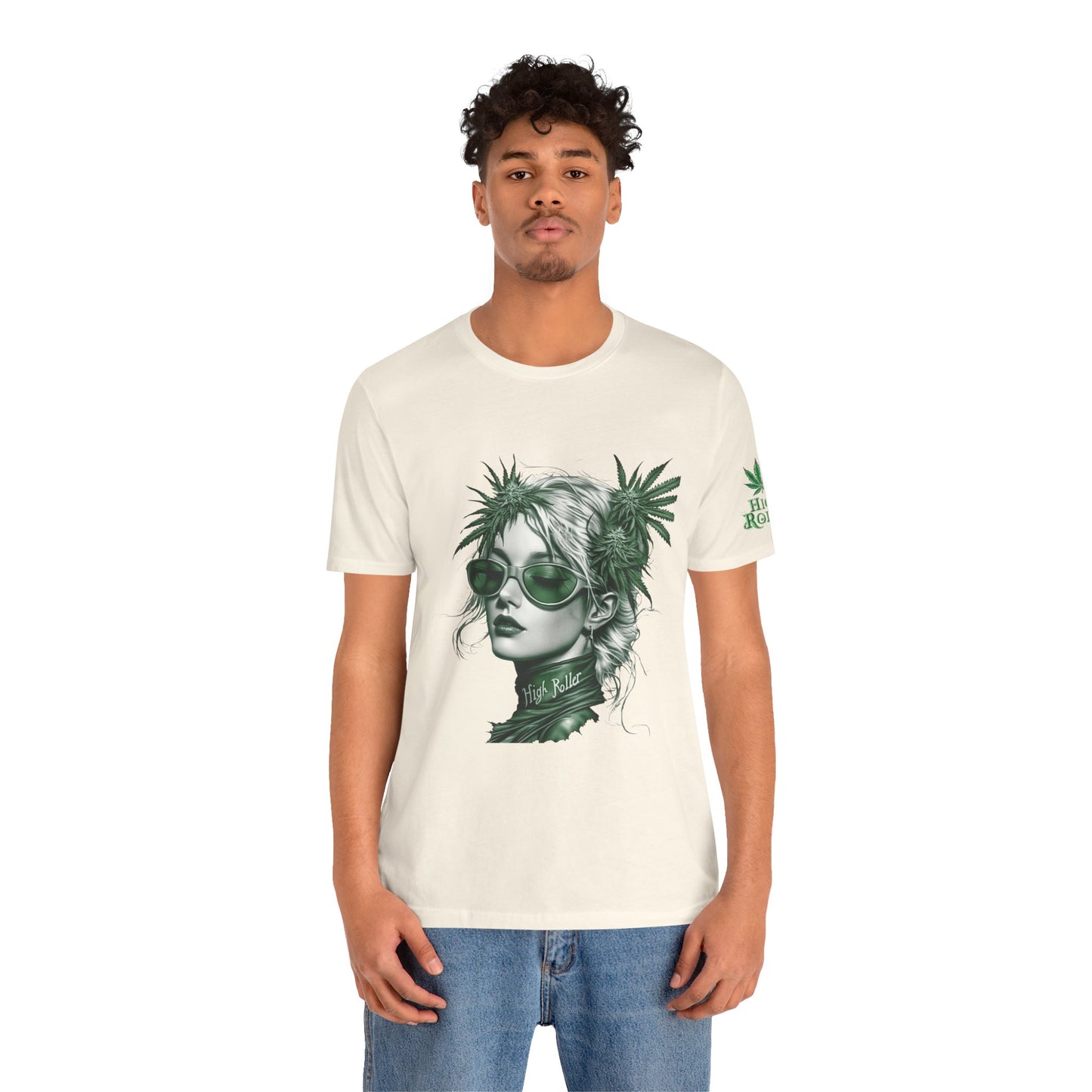 Green Queen T-Shirt - Premium Airlume Cotton Cannabis Crown Portrait Art Tee