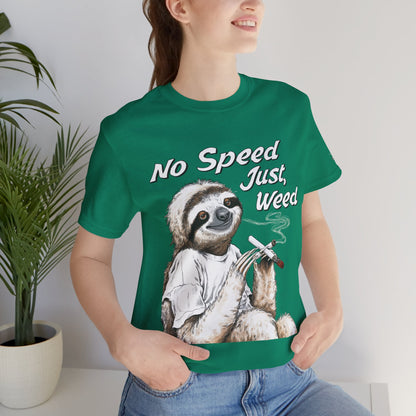 Slow Motion Tee - Premium Airlume Cotton Cannabis Culture Sloth Humor Art