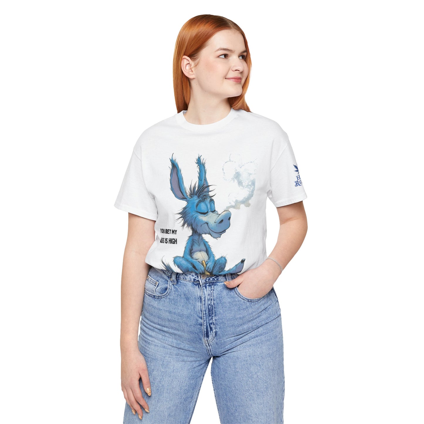 Blue Donkey Tee - Premium Airlume Cotton Cannabis Culture Humor Cartoon Art