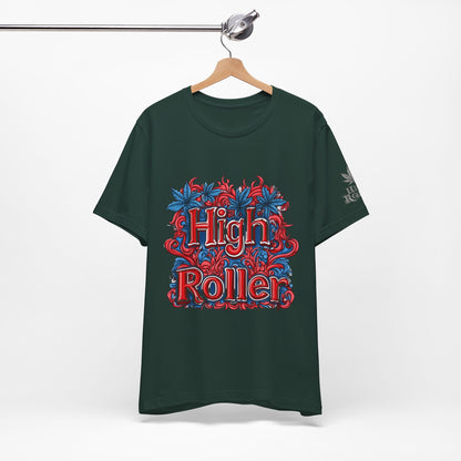 High Roller Ornate Logo Tee - Cannabis Typography Art Design | High Roller