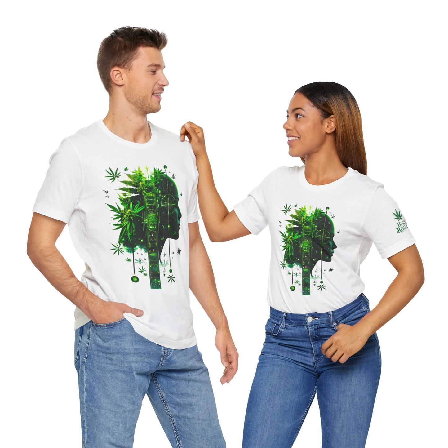 Digital Mind Tee - Premium Airlume Cotton Cannabis Culture Tech Art Matrix Design