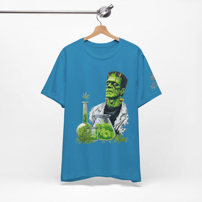 Frankenstein's Laboratory HIGH ROLLER Halloween Cannabis T-Shirt - Premium Monster Scientist 420 Experiment Apparel