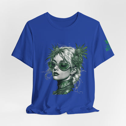 Green Queen T-Shirt - Premium Airlume Cotton Cannabis Crown Portrait Art Tee