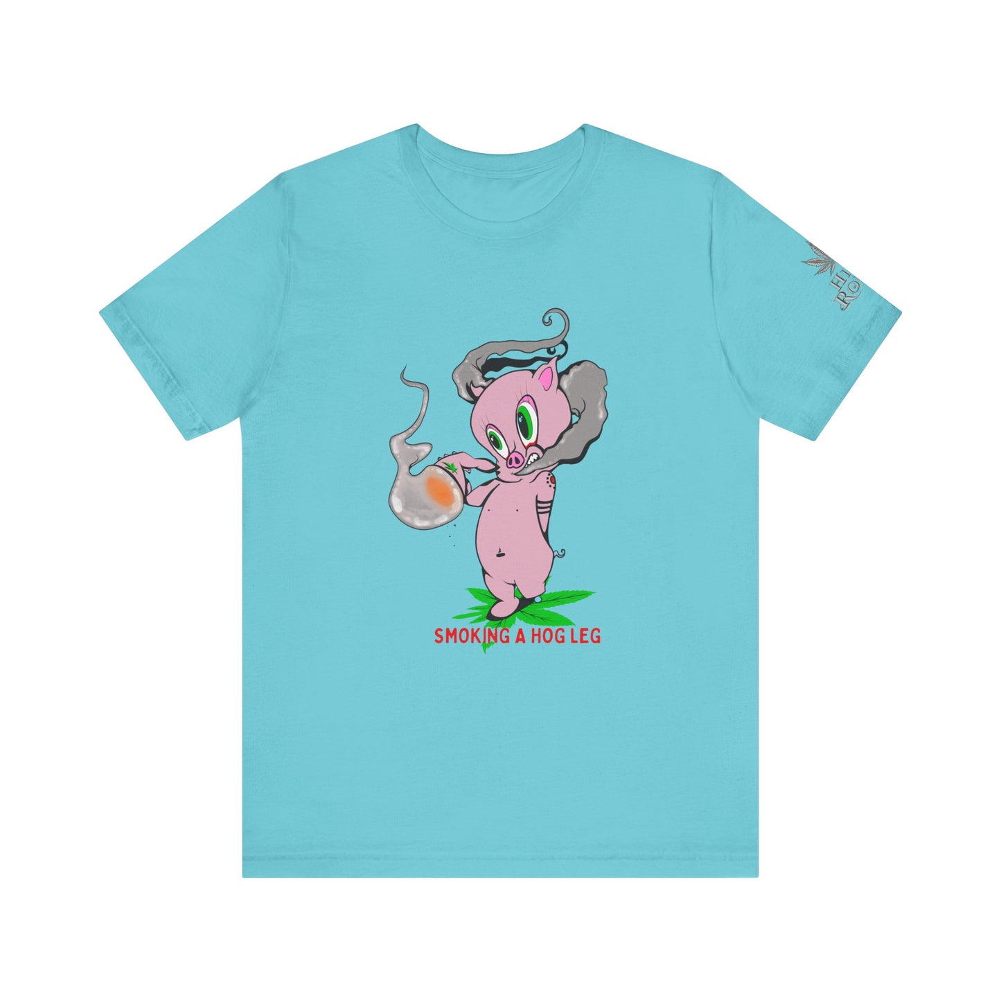 Smoking Hog Leg Pink Pig Tee - Premium Airlume Cotton Cannabis Culture Art
