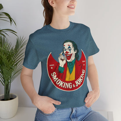 High Roller Villain T-Shirt - Premium Airlume Cotton Cannabis Joker Badge Art Tee