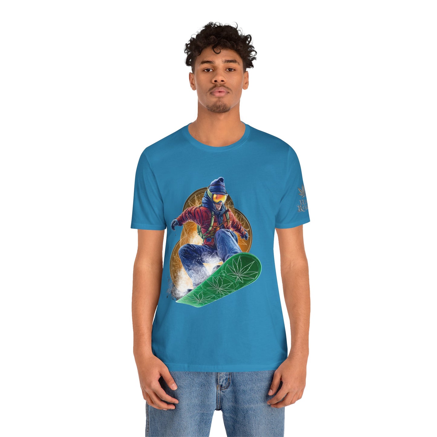 High Roller Snowboard Cannabis T-Shirt - Premium 420 Winter Sports Action Shred Mountain Lifestyle Apparel