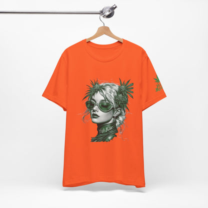 Green Queen T-Shirt - Premium Airlume Cotton Cannabis Crown Portrait Art Tee