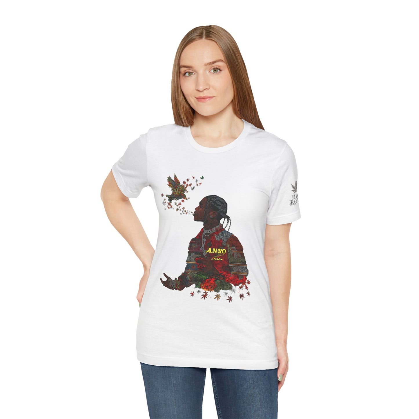 High Roller ANSO Freedom Eagle Cannabis T-Shirt - Premium 420 Artistic Double Exposure Urban Culture Liberation Apparel