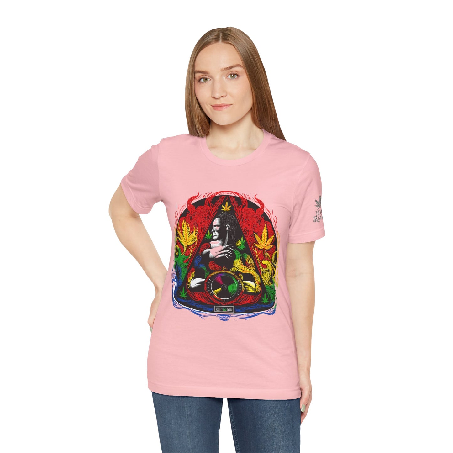 High Roller Sacred Buddha Cannabis T-Shirt - Premium 420 Spiritual Meditation Enlightenment Botanical Artistry Apparel