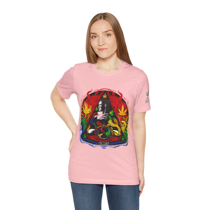 High Roller Sacred Buddha Cannabis T-Shirt - Premium 420 Spiritual Meditation Enlightenment Botanical Artistry Apparel