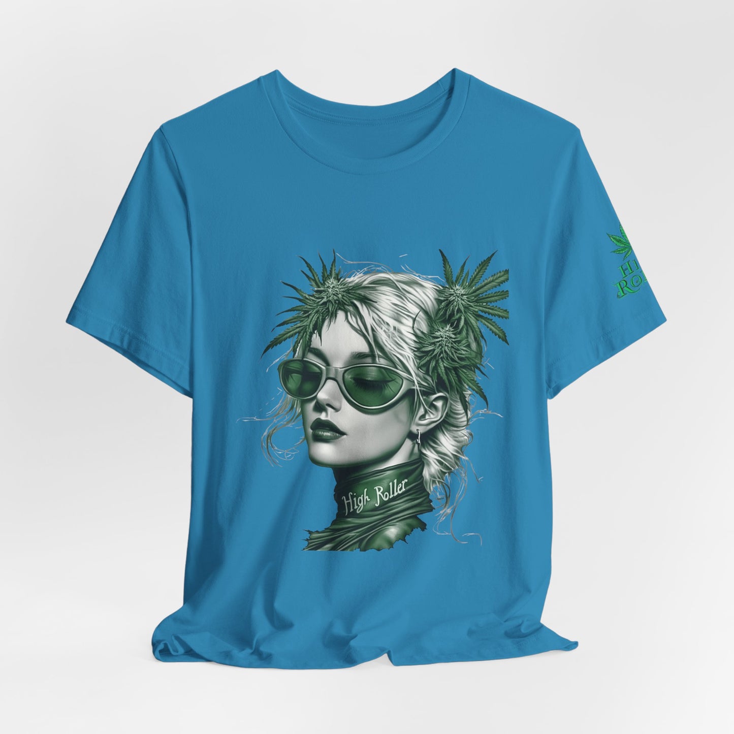 Green Queen T-Shirt - Premium Airlume Cotton Cannabis Crown Portrait Art Tee