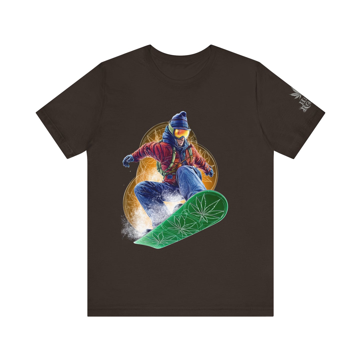 High Roller Snowboard Cannabis T-Shirt - Premium 420 Winter Sports Action Shred Mountain Lifestyle Apparel