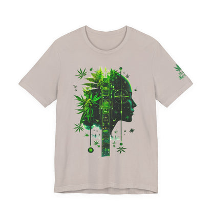 Digital Mind Tee - Premium Airlume Cotton Cannabis Culture Tech Art Matrix Design