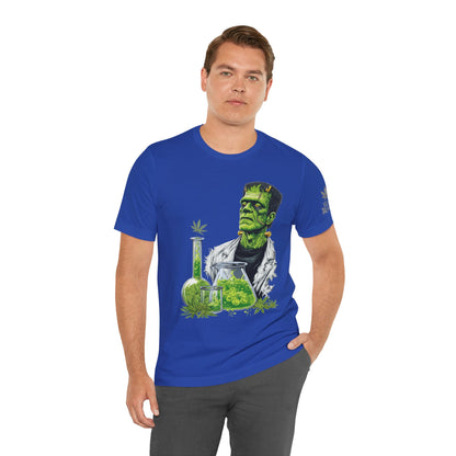 Frankenstein's Laboratory HIGH ROLLER Halloween Cannabis T-Shirt - Premium Monster Scientist 420 Experiment Apparel