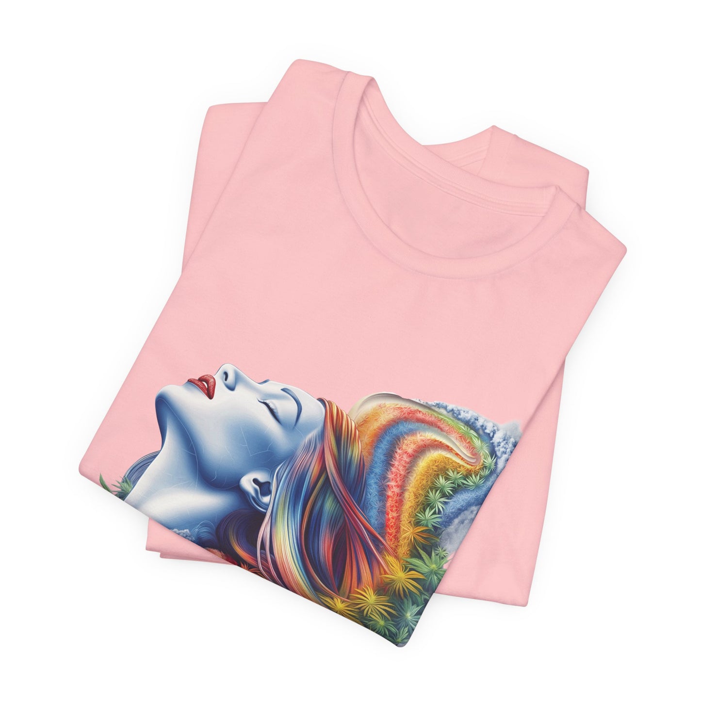 Rainbow Bloom Tee - Premium Airlume Cotton Cannabis Culture Spectrum Goddess Art