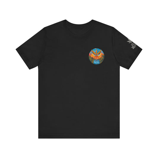 Cannabis Paradise Circle Tee - Tropical Sunset Art Design | High Roller