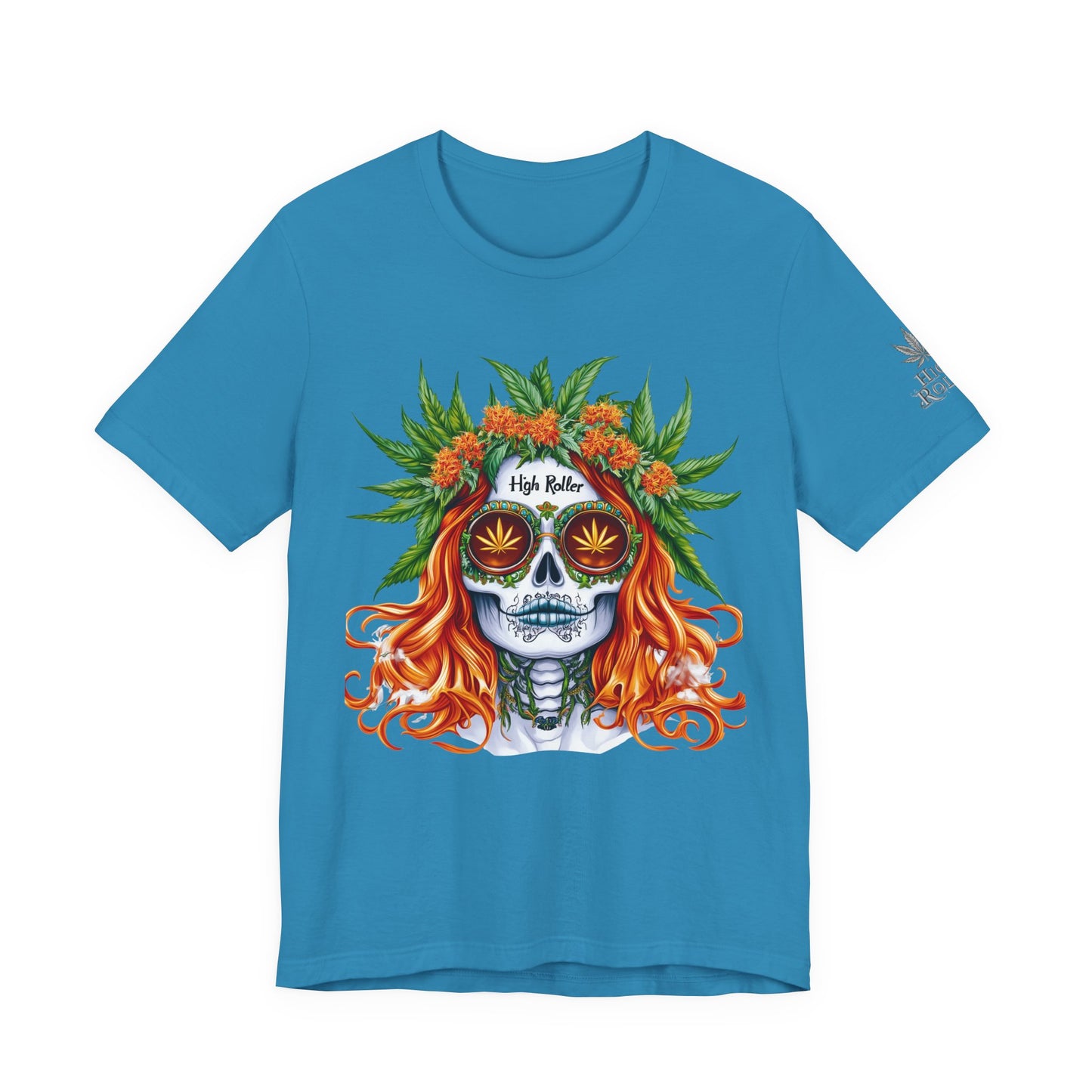 Sugar Skull Goddess Tee - Premium Airlume Cotton Cannabis Culture Day of Dead Art