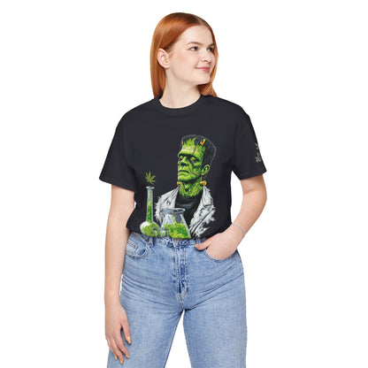 Frankenstein's Laboratory HIGH ROLLER Halloween Cannabis T-Shirt - Premium Monster Scientist 420 Experiment Apparel