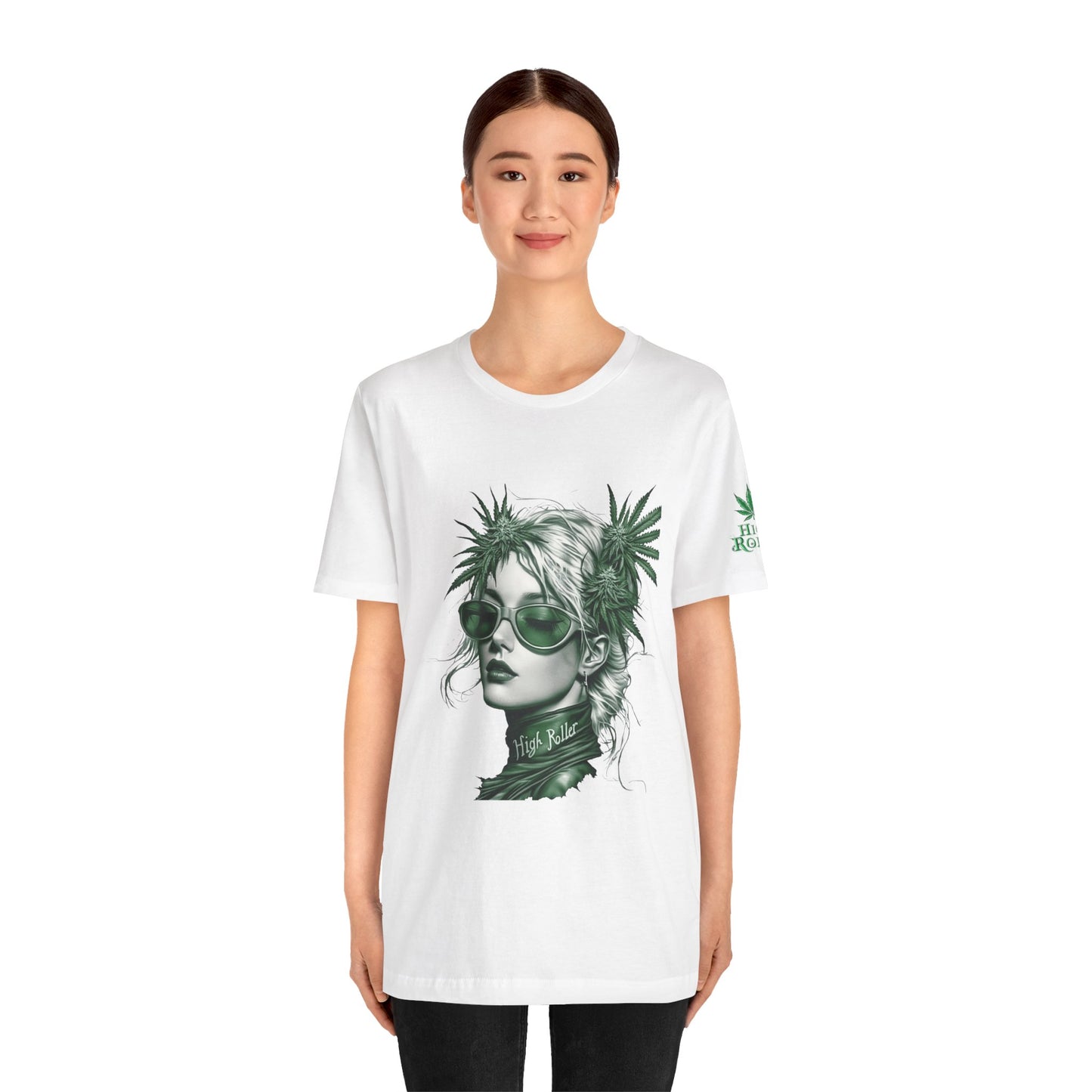 Green Queen T-Shirt - Premium Airlume Cotton Cannabis Crown Portrait Art Tee