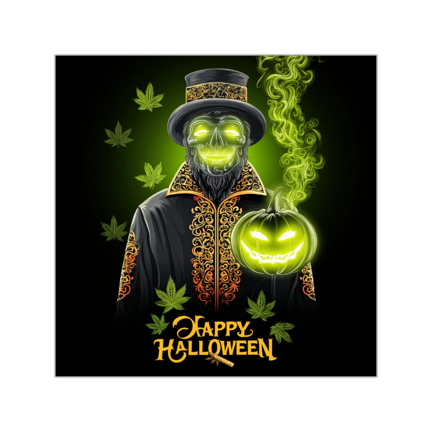 Victorian Cannabis Skeleton Gentleman Halloween Sticker - Premium Gothic 420 Vinyl Decal