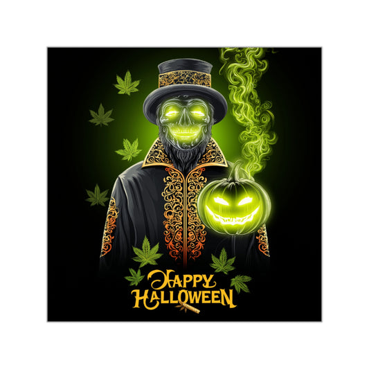 Victorian Cannabis Skeleton Gentleman Halloween Sticker - Premium Gothic 420 Vinyl Decal