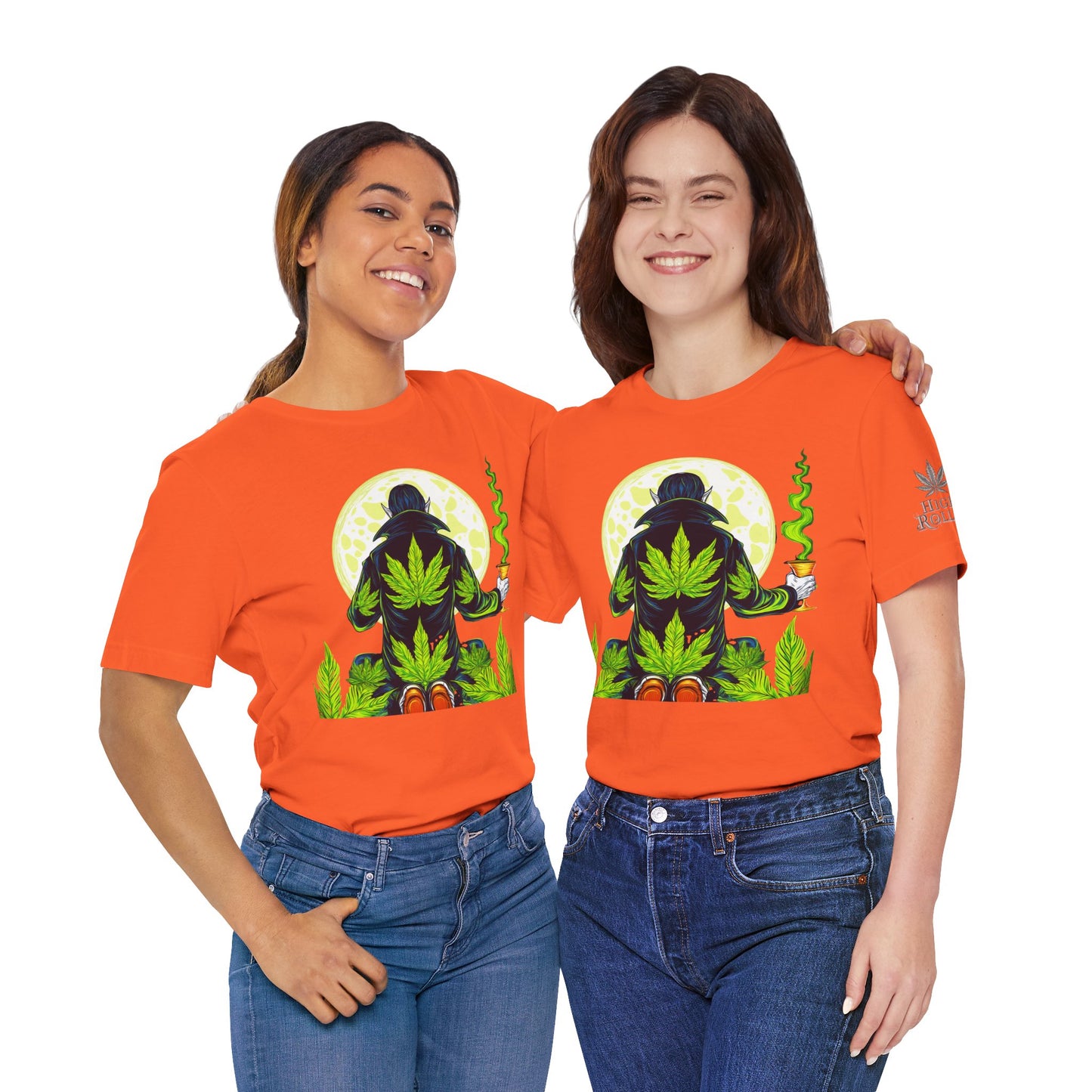 Luxury Gothic Cannabis Vampire T-Shirt - Premium Dark HIGH ROLLER Streetwear - Elevated Nocturnal 420 Fashion