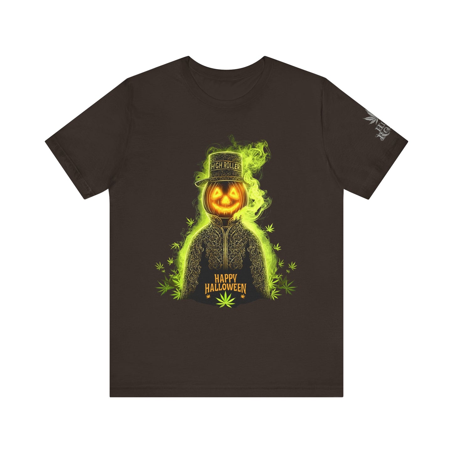 Spectral Pumpkin HIGH ROLLER Halloween T-Shirt - Premium Dark Cannabis Apparel