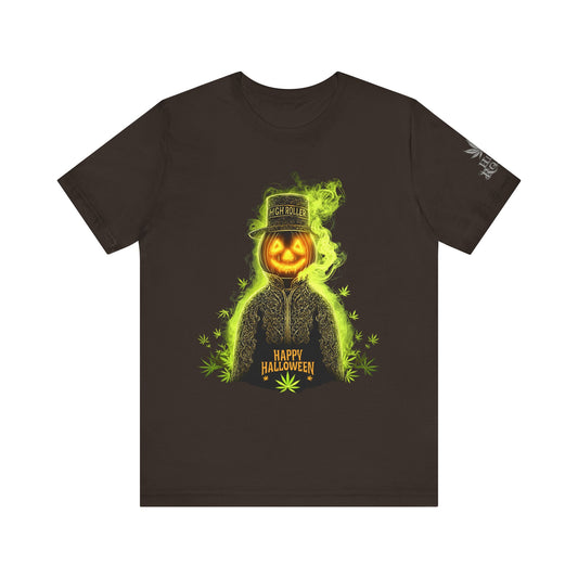 Spectral Pumpkin HIGH ROLLER Halloween T-Shirt - Premium Dark Cannabis Apparel