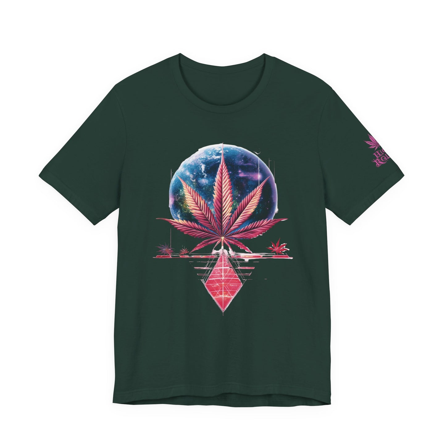 Cosmic Paradise Tee - Premium Airlume Cotton Cannabis Culture Vaporwave Tropical Art