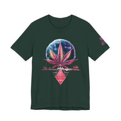 Cosmic Paradise Tee - Premium Airlume Cotton Cannabis Culture Vaporwave Tropical Art