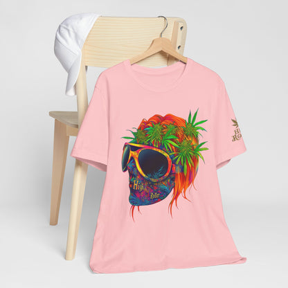 Psychedelic Skull Tee - Premium Airlume Cotton Cannabis Culture Rainbow Skull Art