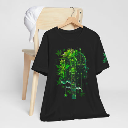 Digital Mind Tee - Premium Airlume Cotton Cannabis Culture Tech Art Matrix Design