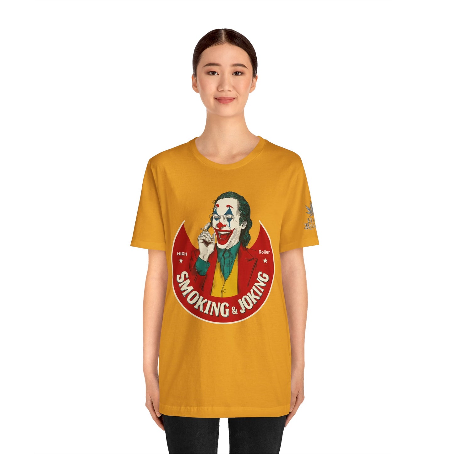 High Roller Villain T-Shirt - Premium Airlume Cotton Cannabis Joker Badge Art Tee
