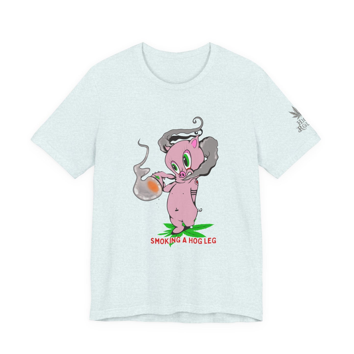 Smoking Hog Leg Pink Pig Tee - Premium Airlume Cotton Cannabis Culture Art