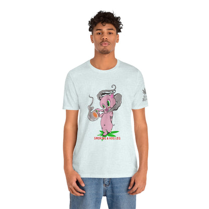 Smoking Hog Leg Pink Pig Tee - Premium Airlume Cotton Cannabis Culture Art