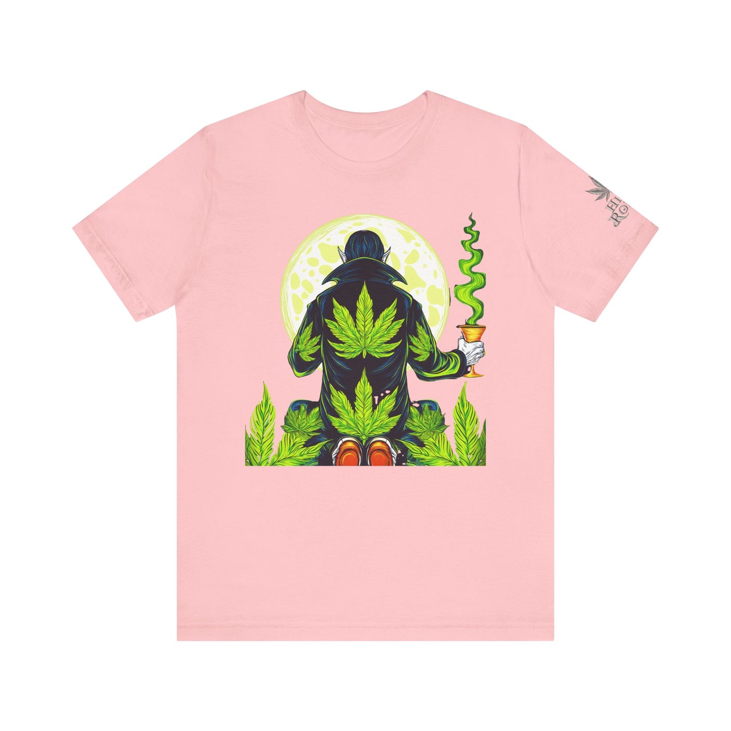Luxury Gothic Cannabis Vampire T-Shirt - Premium Dark HIGH ROLLER Streetwear - Elevated Nocturnal 420 Fashion