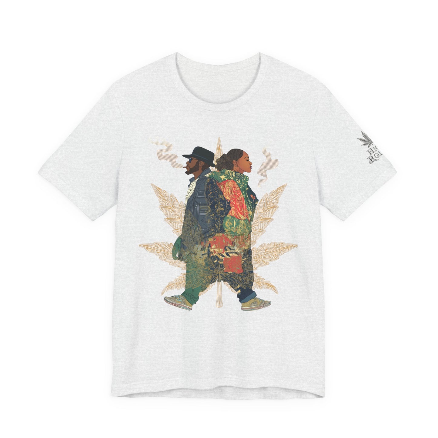 High Roller Back to Back Cannabis T-Shirt - Premium 420 Hip-Hop Duo Golden Leaf Street Culture Partnership Unity Apparel