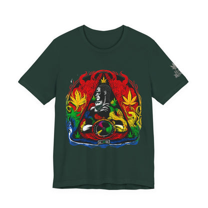 High Roller Sacred Buddha Cannabis T-Shirt - Premium 420 Spiritual Meditation Enlightenment Botanical Artistry Apparel