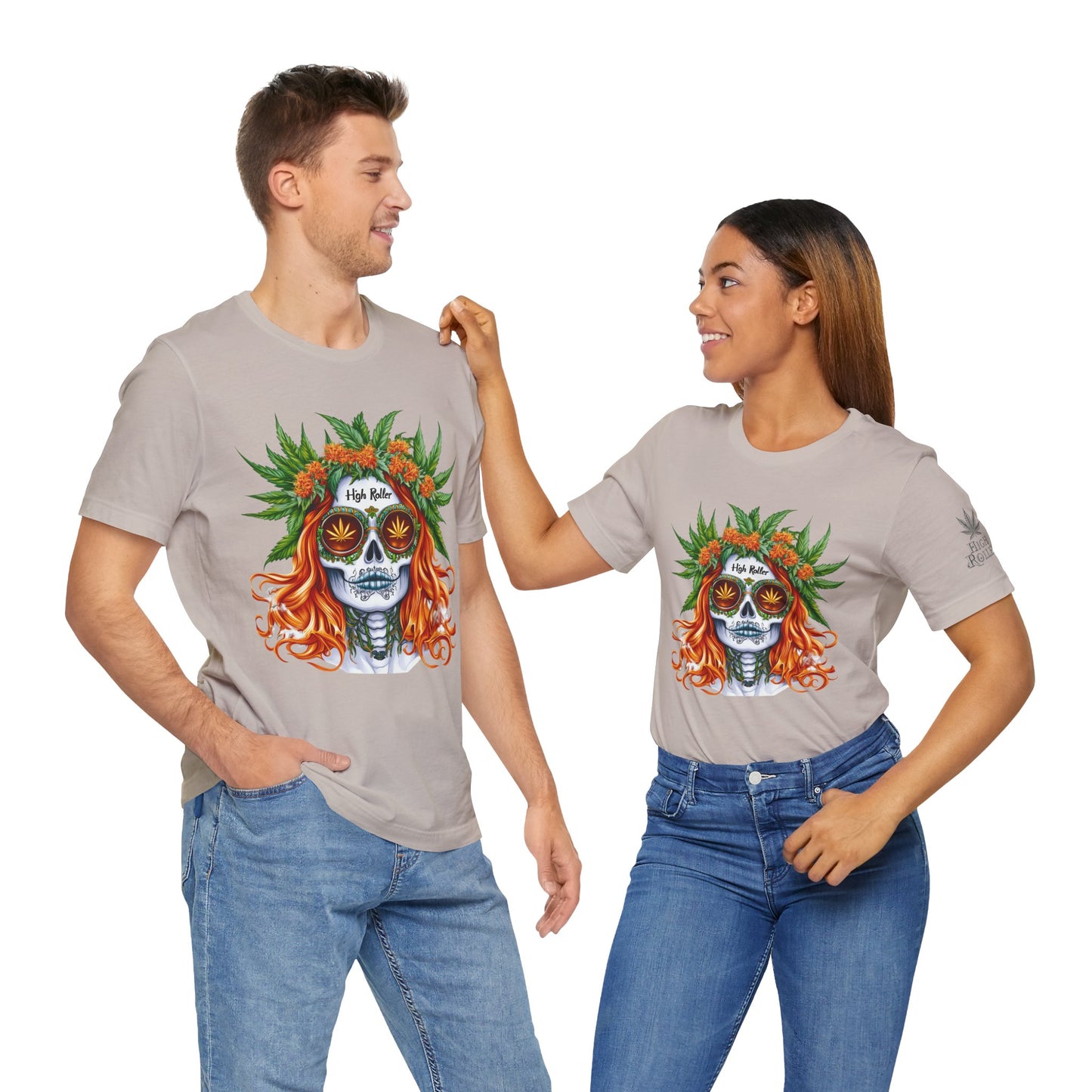 Sugar Skull Goddess Tee - Premium Airlume Cotton Cannabis Culture Day of Dead Art