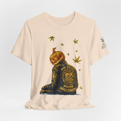 Pumpkin Head HIGH ROLLER Halloween T-Shirt - Premium Cannabis Culture Apparel