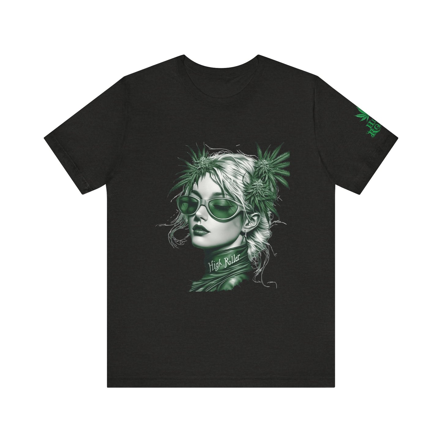 Green Queen T-Shirt - Premium Airlume Cotton Cannabis Crown Portrait Art Tee