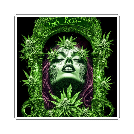 Gothic Cannabis Art Sticker | High Roller Dark Fantasy | Premium Die-Cut Vinyl Decal