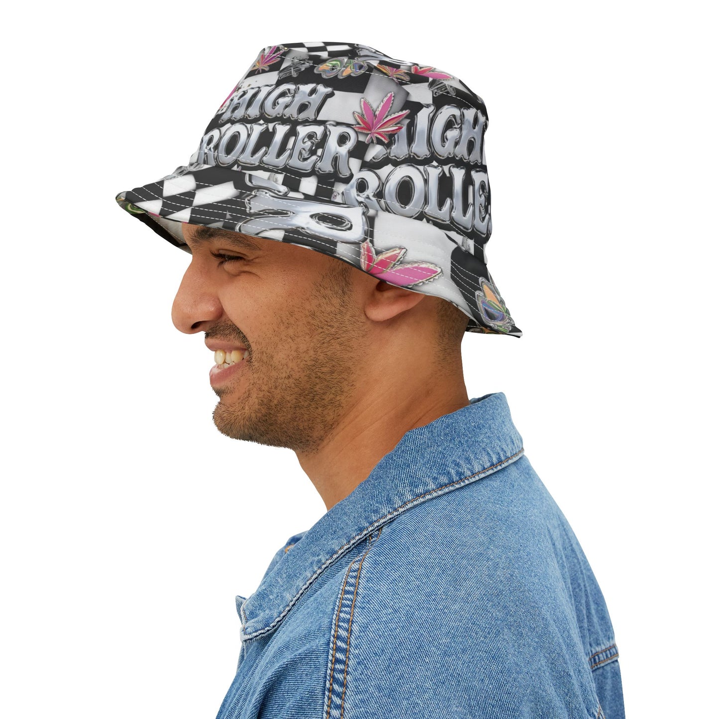 HIGH ROLLER Chrome Cyber Bucket Hat