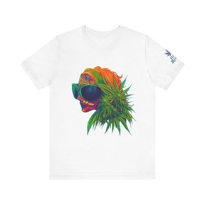 Psychedelic Cannabis Skull Tee - Neon Profile Art Design | High Roller