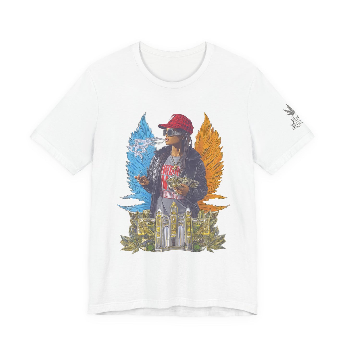 High Roller Golden Wings Money Cannabis T-Shirt - Premium 420 Hip-Hop Angel Street Culture Success Lifestyle Apparel