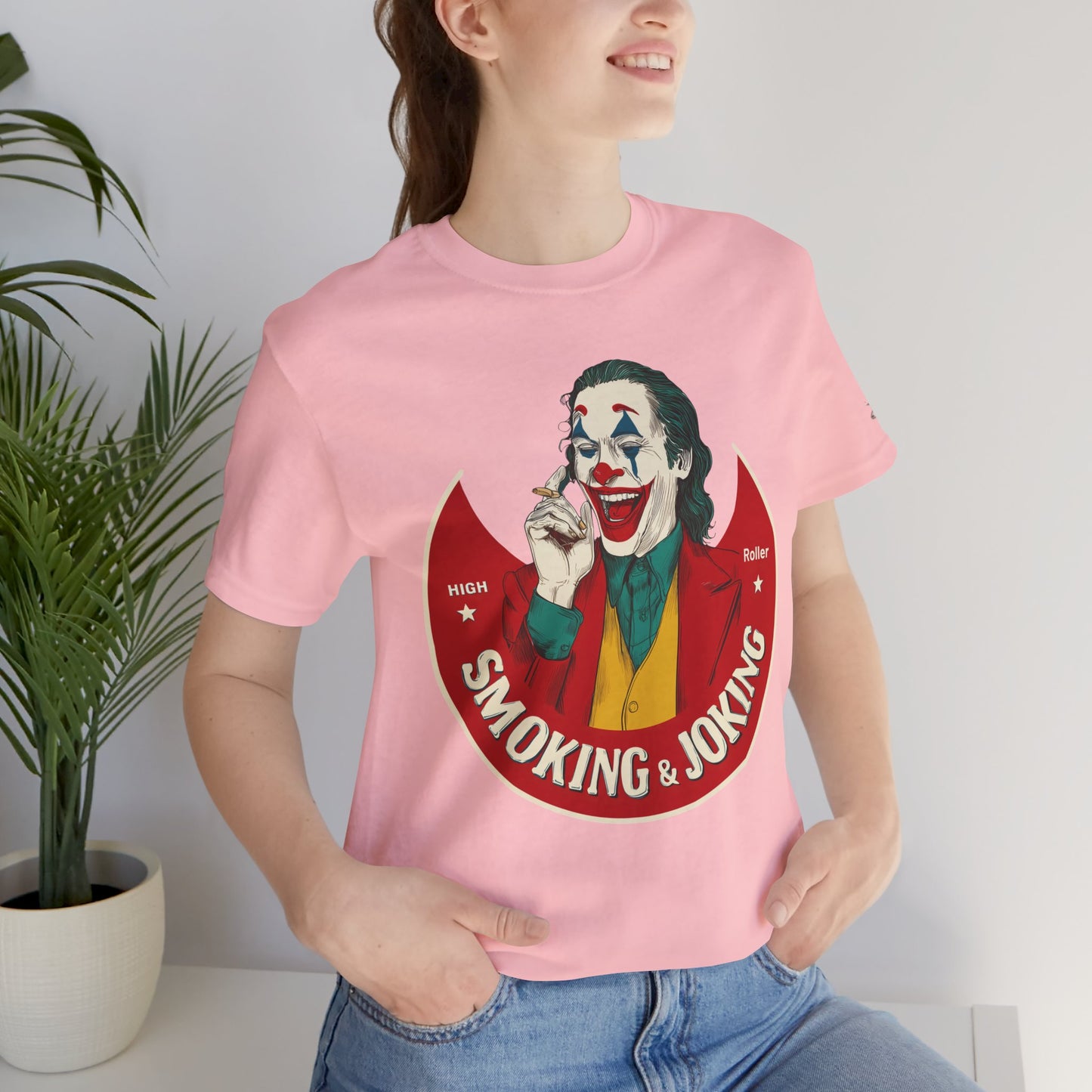 High Roller Villain T-Shirt - Premium Airlume Cotton Cannabis Joker Badge Art Tee