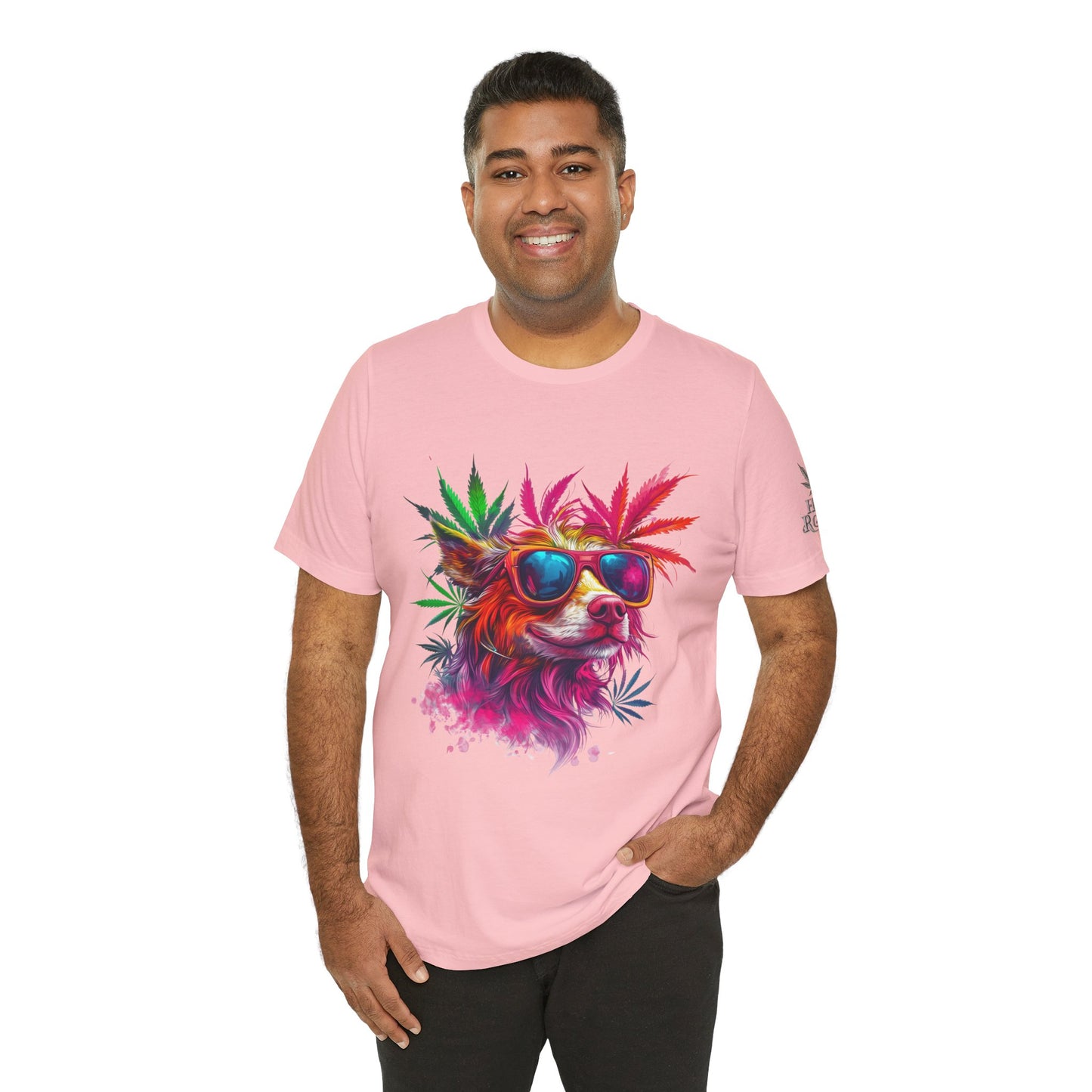 Spectrum Pup Tee - Premium Airlume Cotton Cannabis Culture Psychedelic Dog Art
